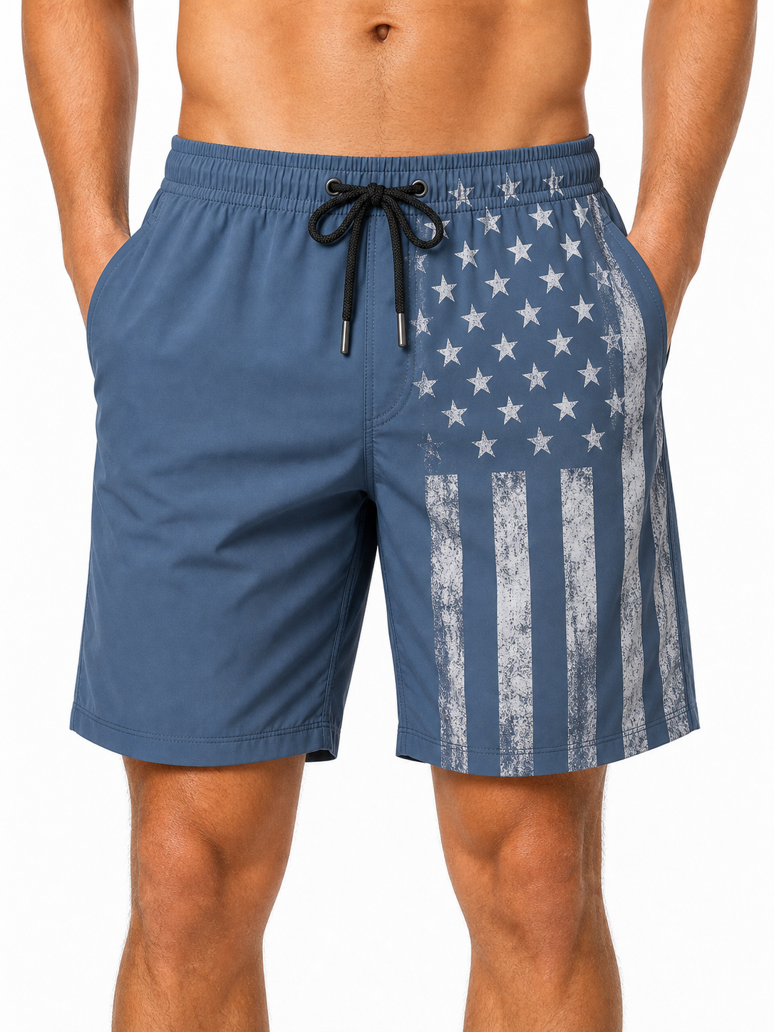🔥CLEARANCE SALE🔥 Patriotic Flag Swim Trunks - Steel Blue Flag