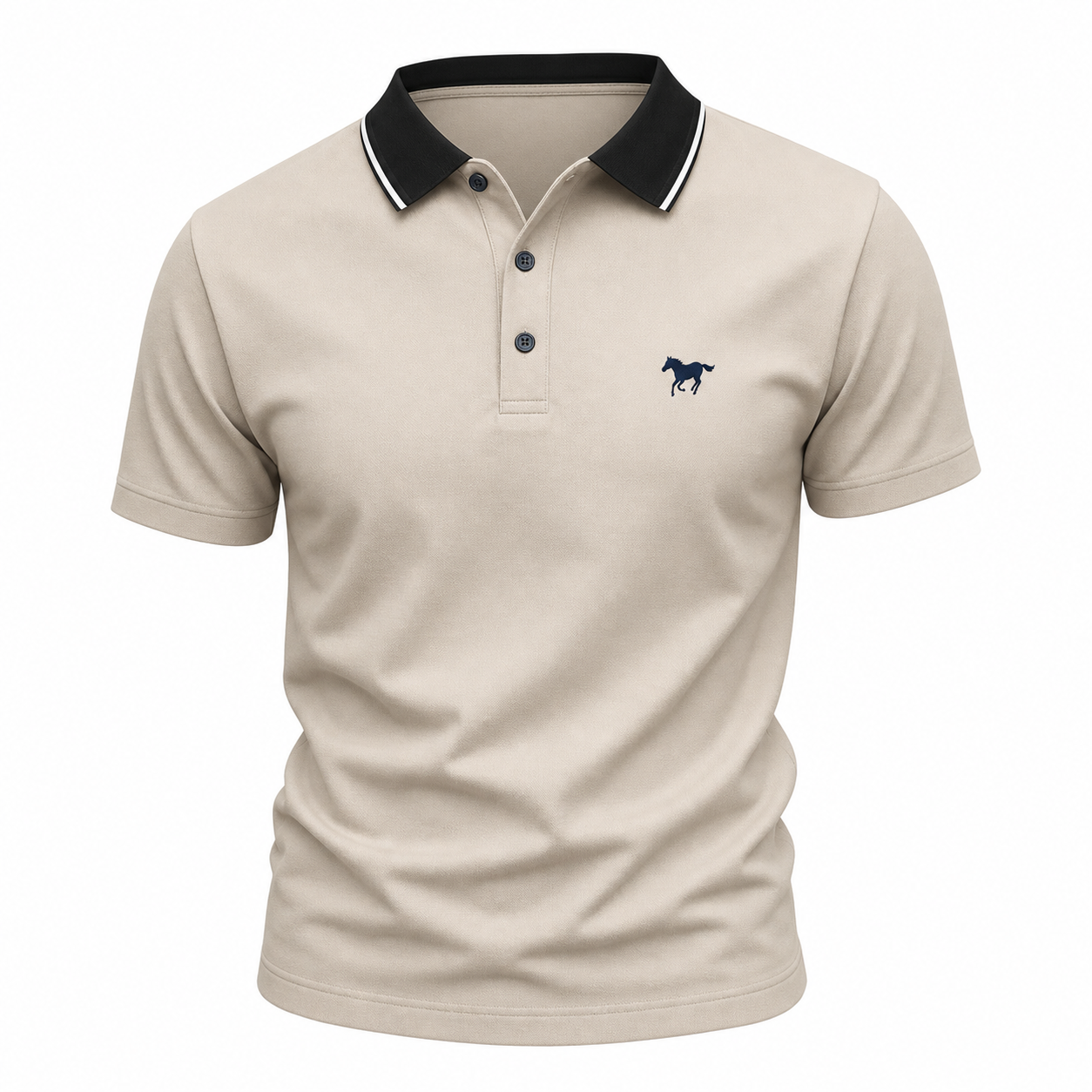 🔥CLEARANCE SALE🔥 Contrast Collar Polo Shirt - Stone Beige