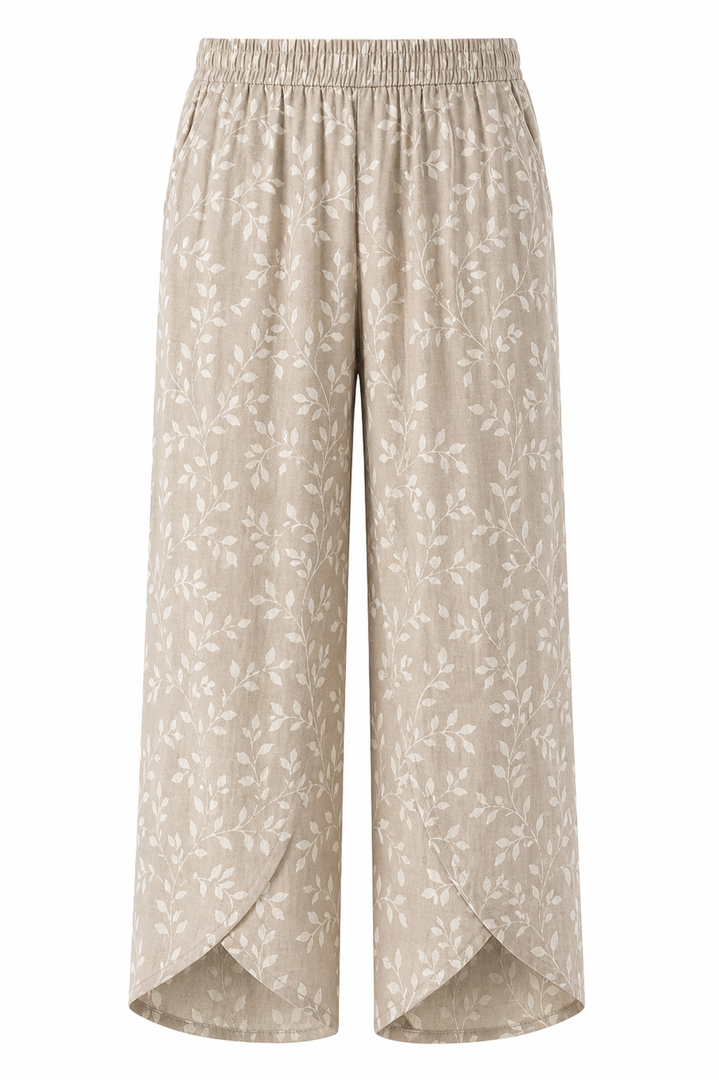🔥CLEARANCE SALE🔥 Botanical Wrap-Hem Pull-On Pants - Taupe Beige