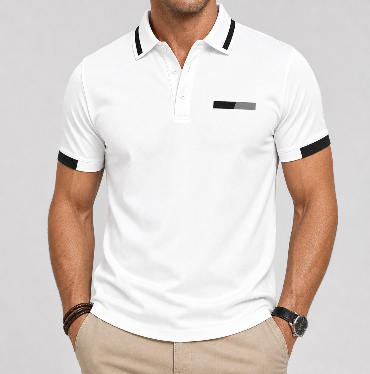 🔥CLEARANCE SALE🔥 Contrast-Trim Performance Polo - White