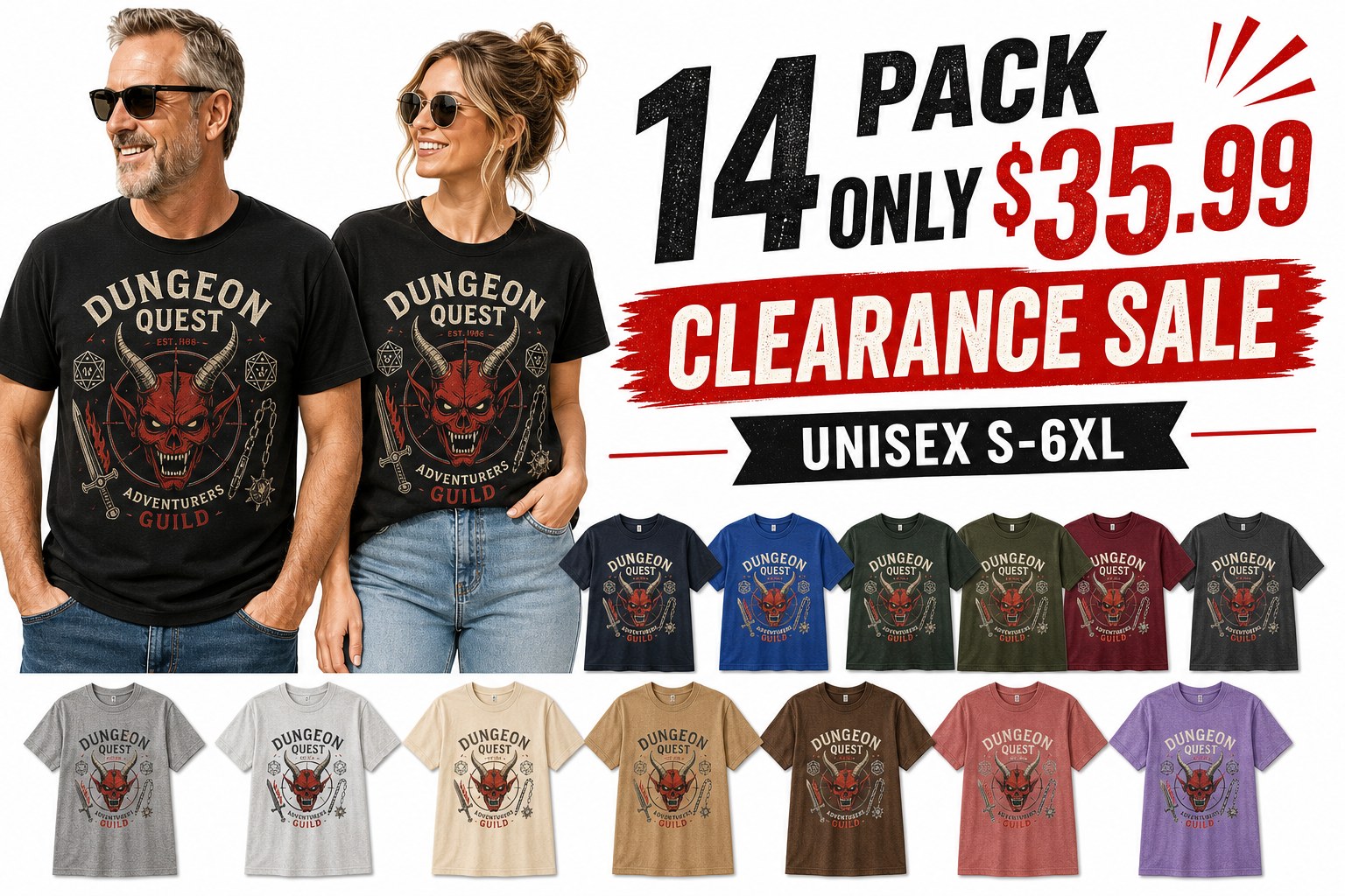 Unisex Dungeon Quest graphic tee - hero 14pack promo