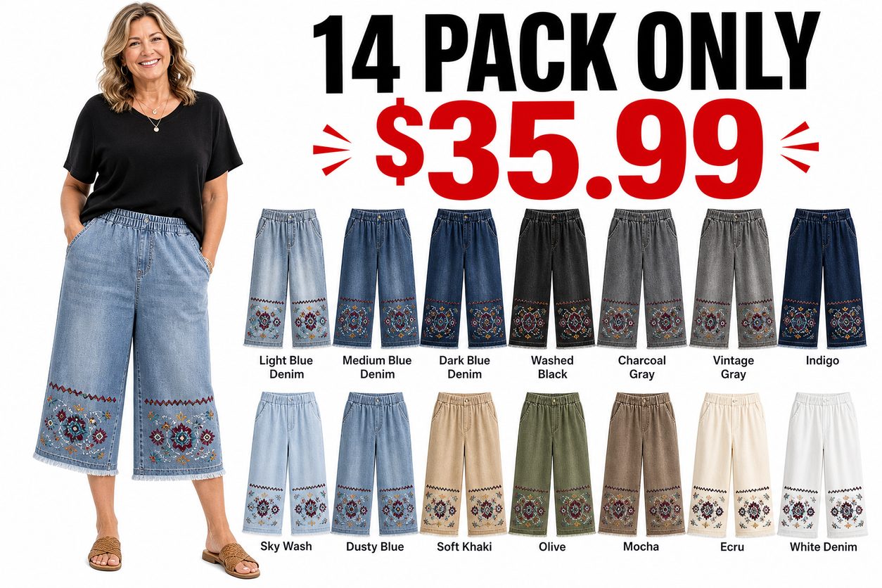 Women's embroidered denim capri pants - hero 14pack promo