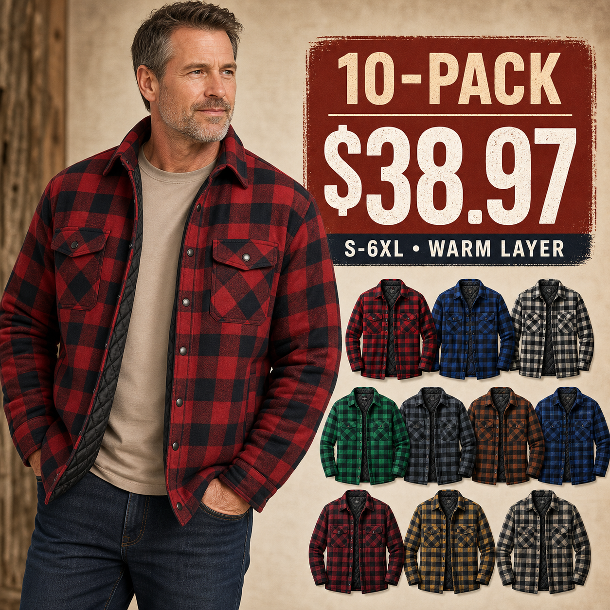 Men's Insulated Plaid Shirt Jackets