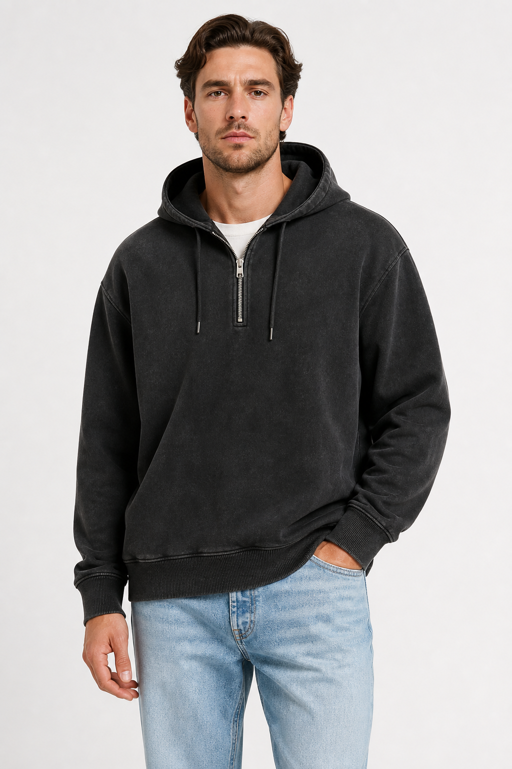 Store Closing Clearance⚡10 Pack for $34.99⚡Men's Washed Hooded Half-Zip Pullover