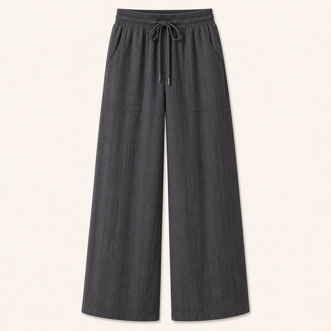 Charcoal Gray women's drawstring wide-leg lounge pants