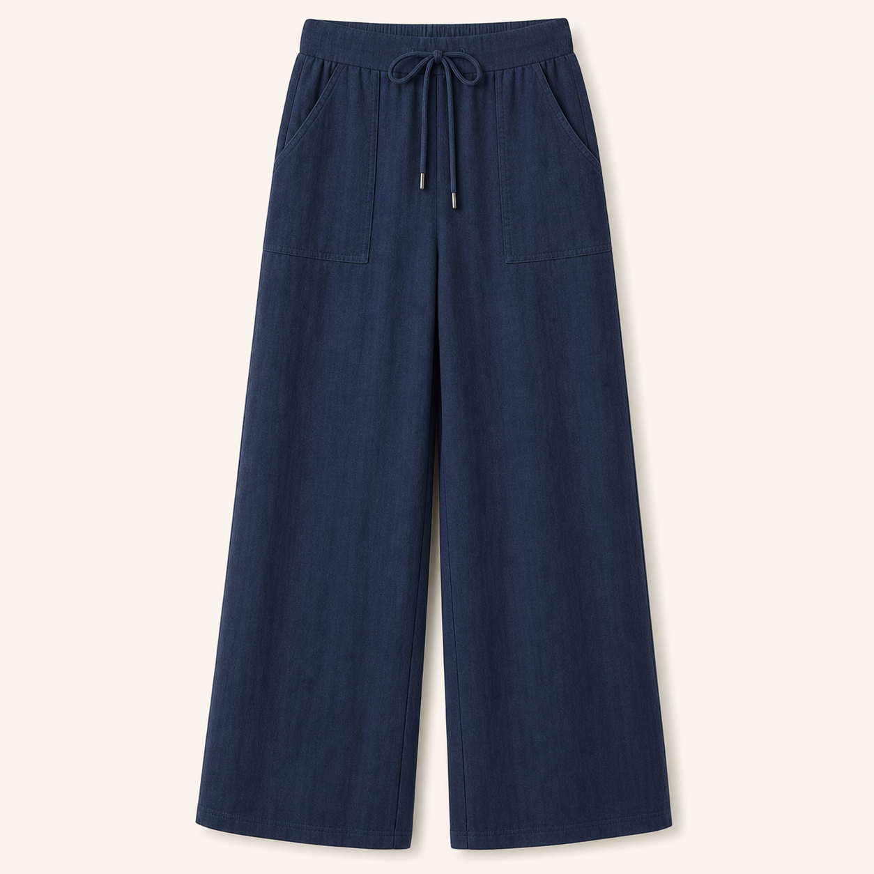 Navy women's drawstring wide-leg lounge pants