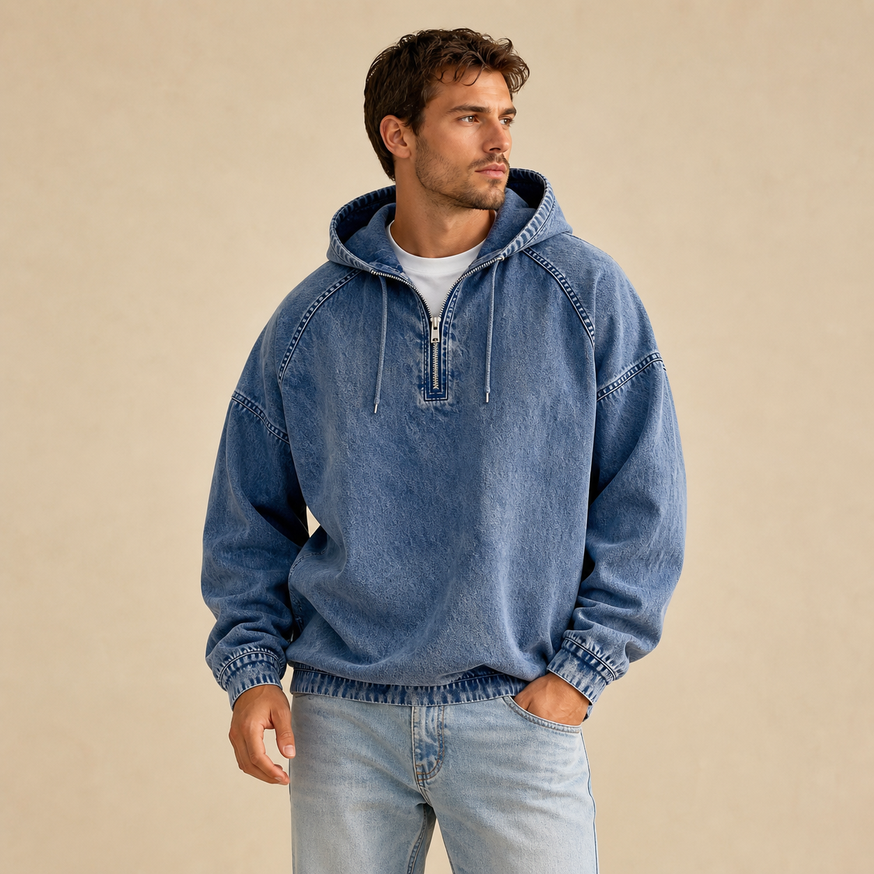 Store Closing Clearance⚡10 Pack for $34.99⚡Men's Washed Hooded Half-Zip Pullover