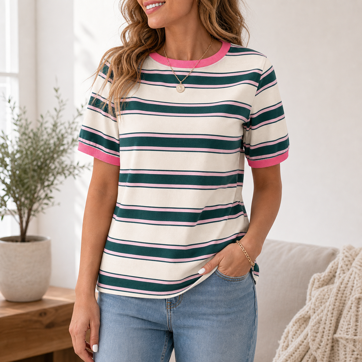 Original Pink Trim Stripe