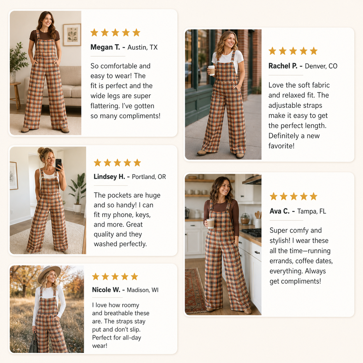 Customer review waterfall women's plaid overall jumpsuit