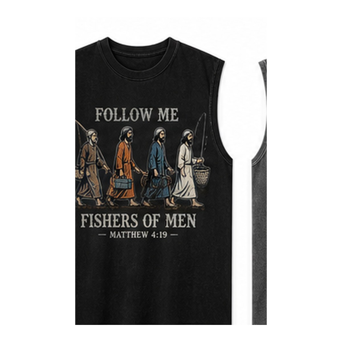 Men's Follow Me Fishers of Men sleeveless tee - variant black