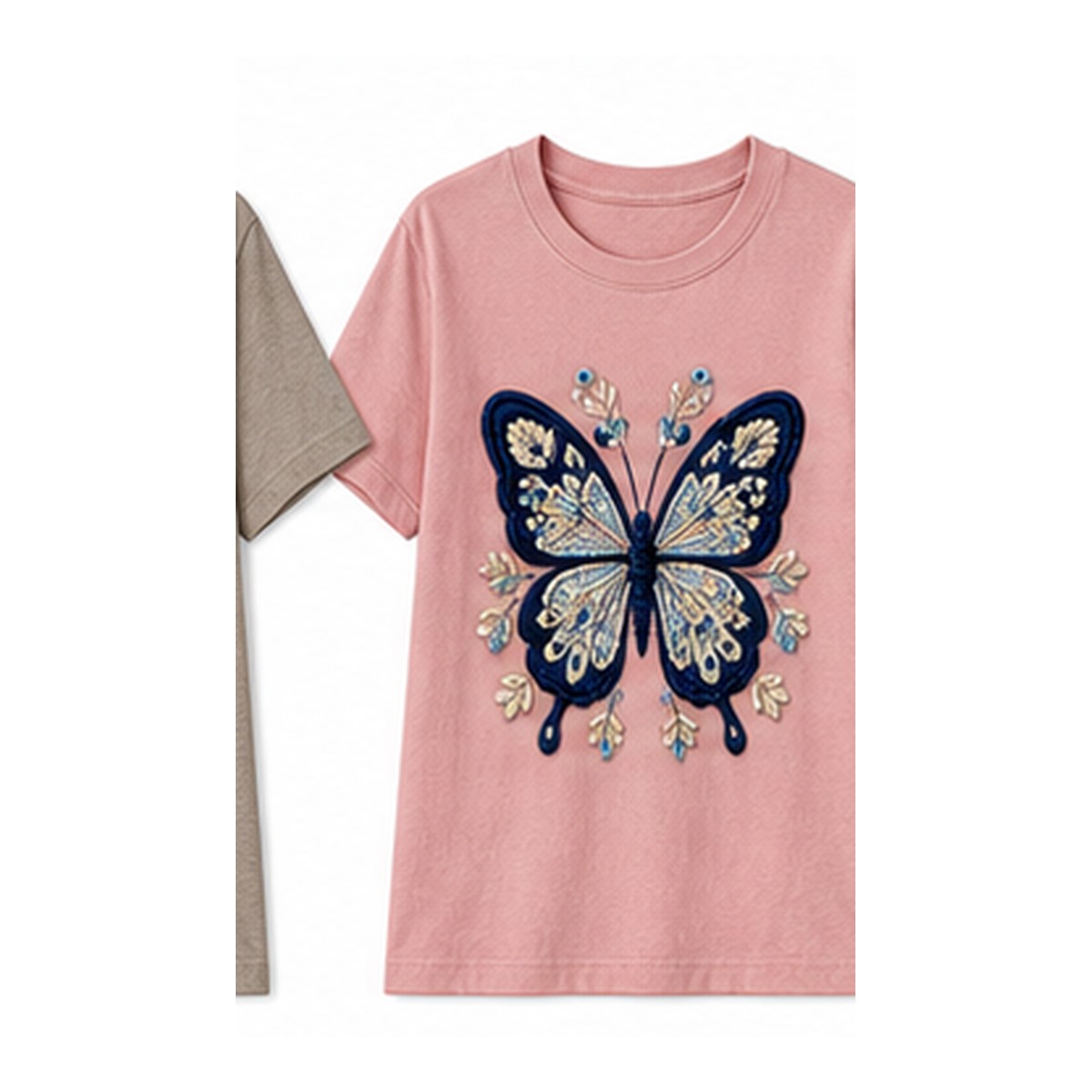 Women's crochet butterfly graphic tee - variant blush pink