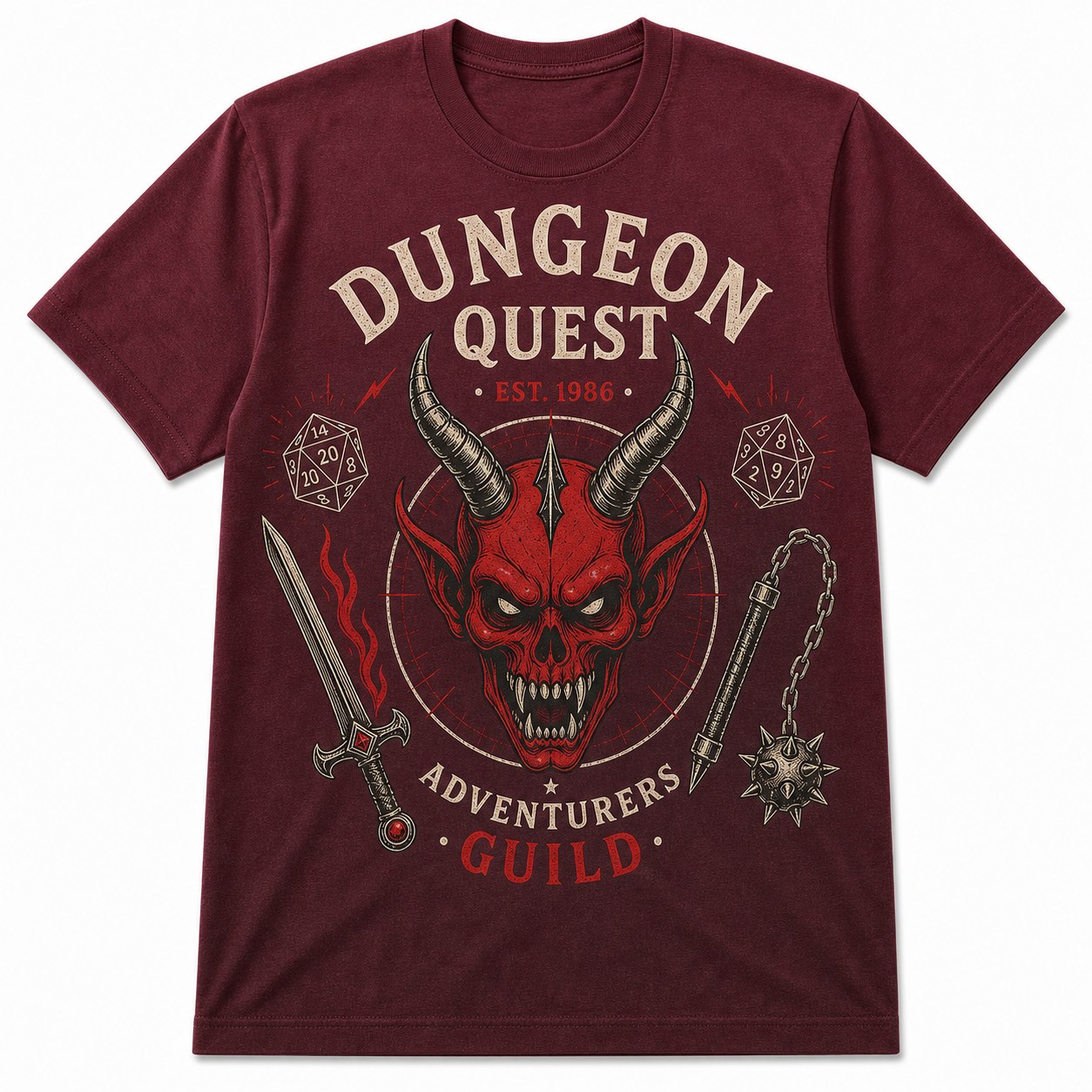 Unisex Dungeon Quest graphic tee - variant burgundy