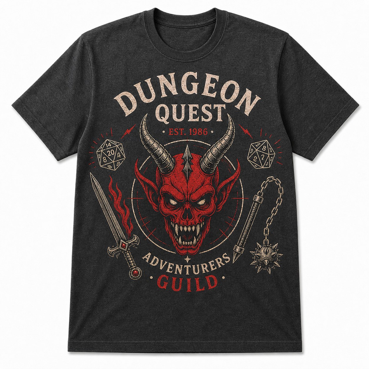 Unisex Dungeon Quest graphic tee - variant charcoal