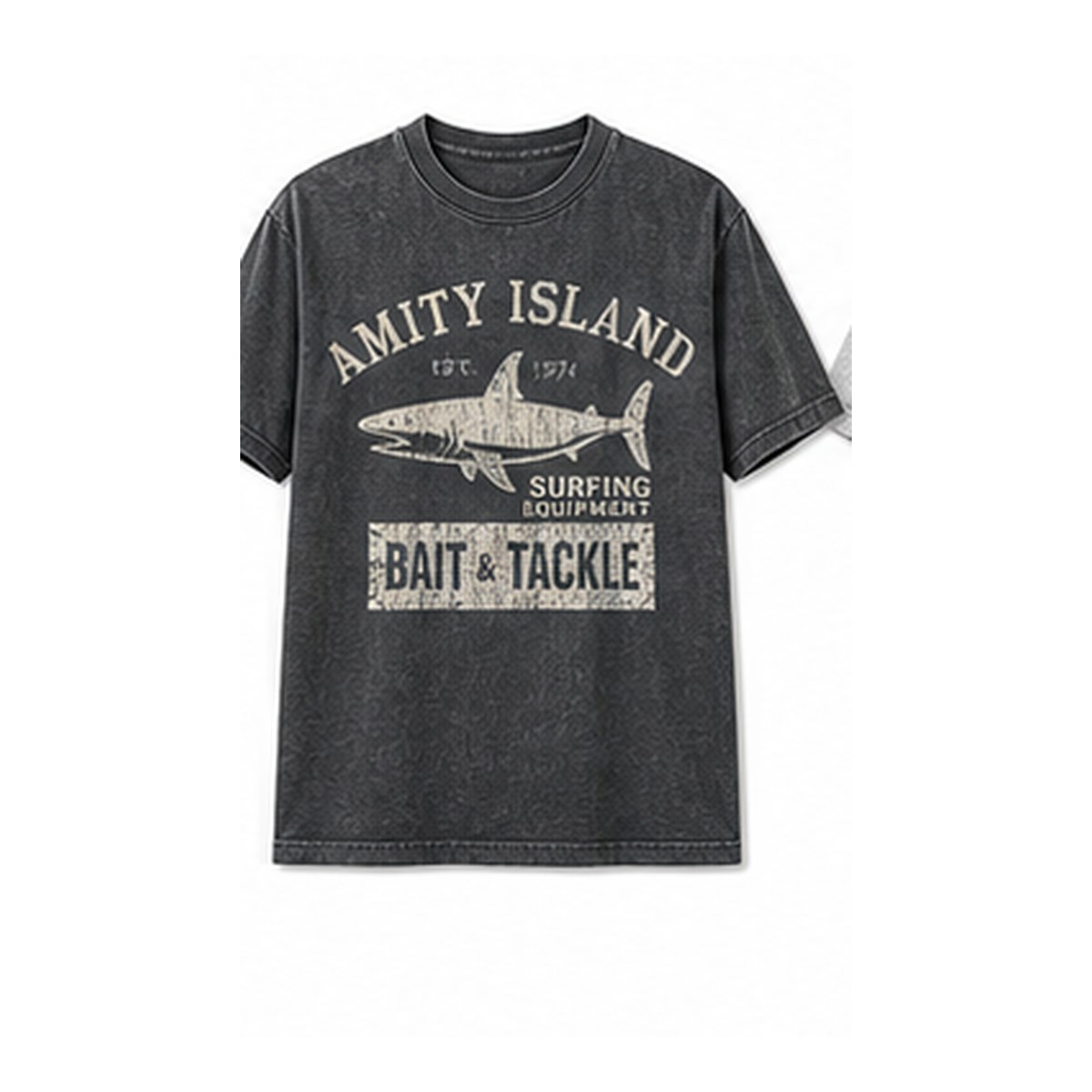 Men's vintage shark bait and tackle graphic tee - variant charcoal