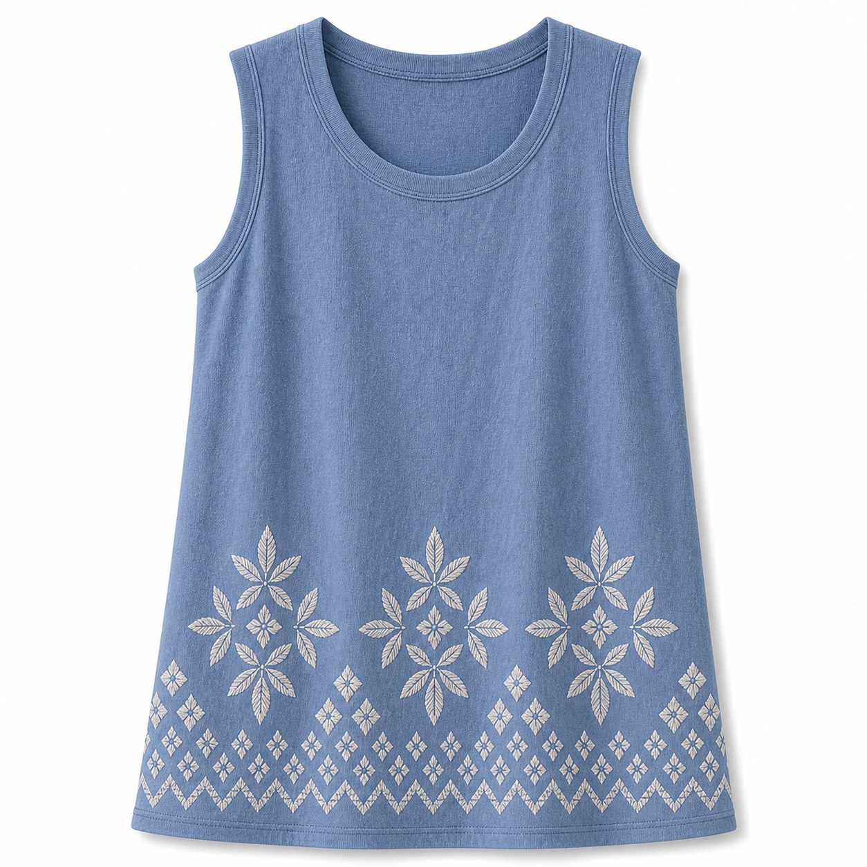 Women's embroidered border sleeveless tank top - variant dusty blue