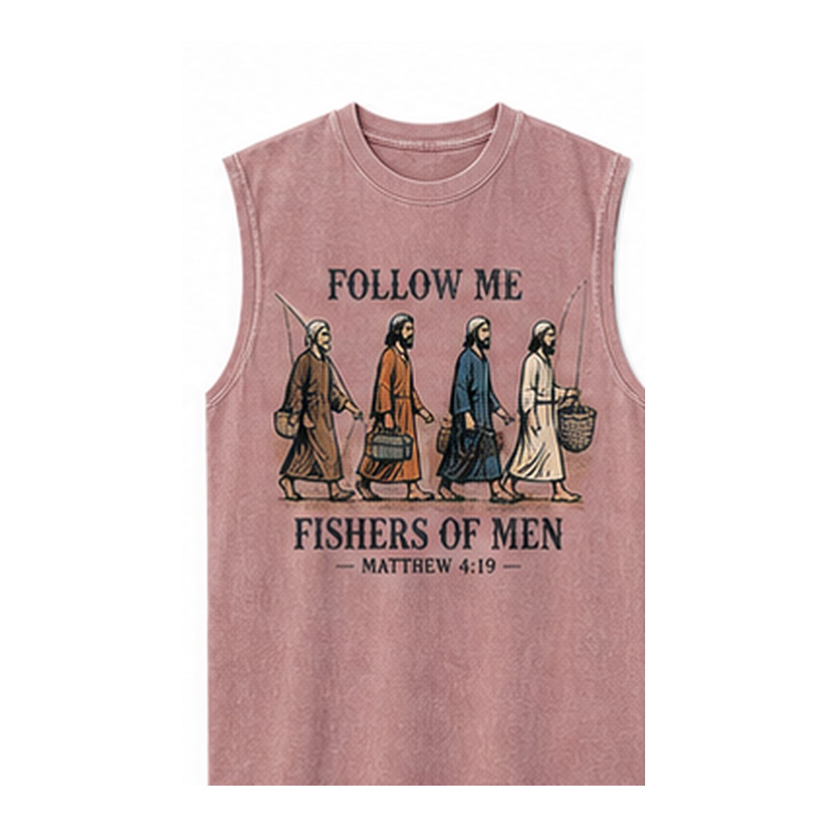 Men's Follow Me Fishers of Men sleeveless tee - variant dusty rose