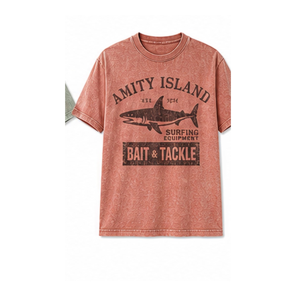 Men's vintage shark bait and tackle graphic tee - variant faded coral