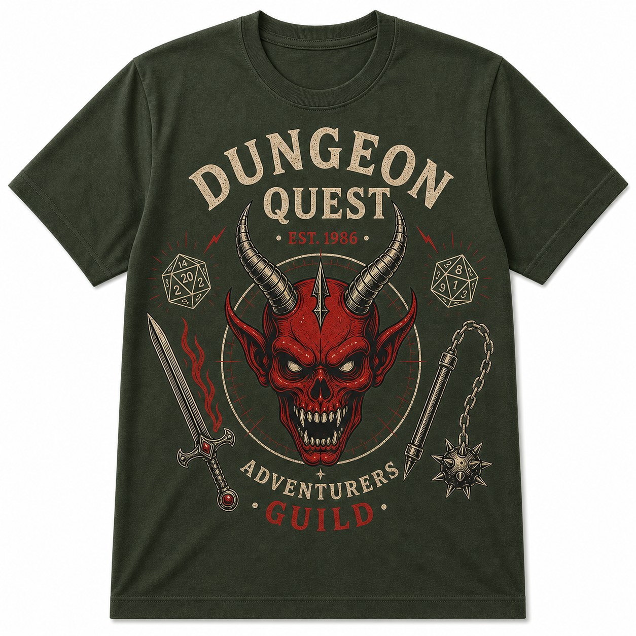 Unisex Dungeon Quest graphic tee - variant forest green