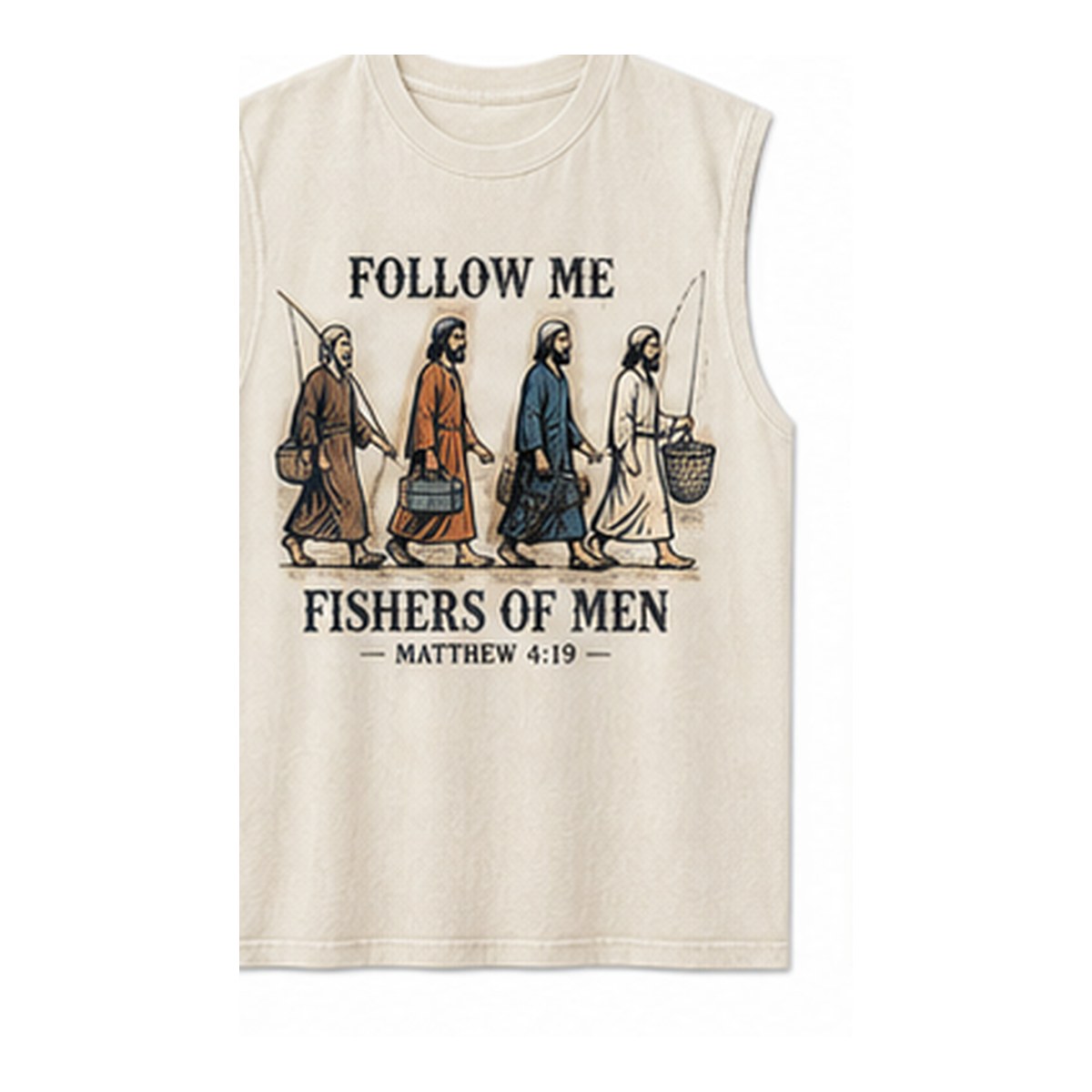Men's Follow Me Fishers of Men sleeveless tee - variant ivory