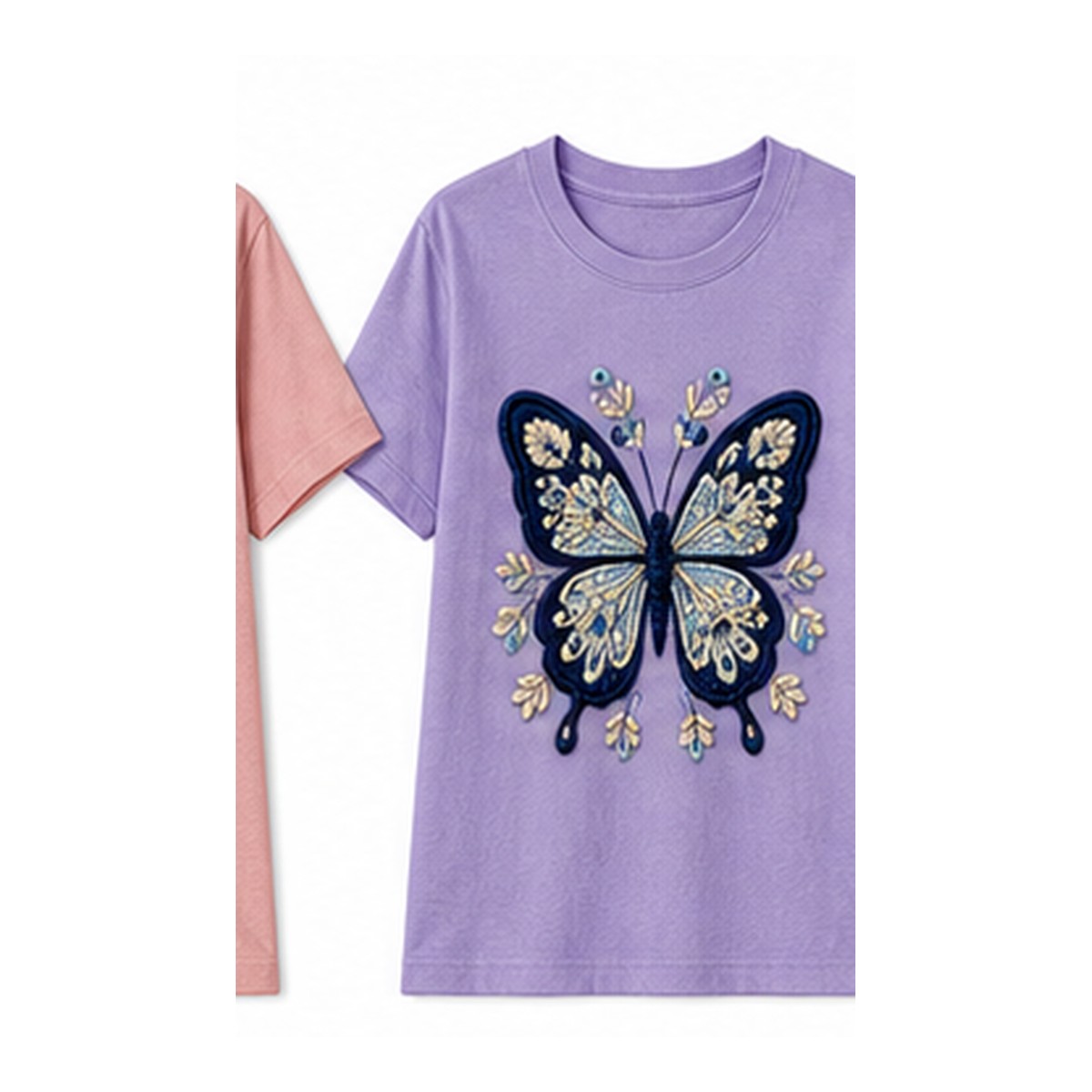 Women's crochet butterfly graphic tee - variant lavender