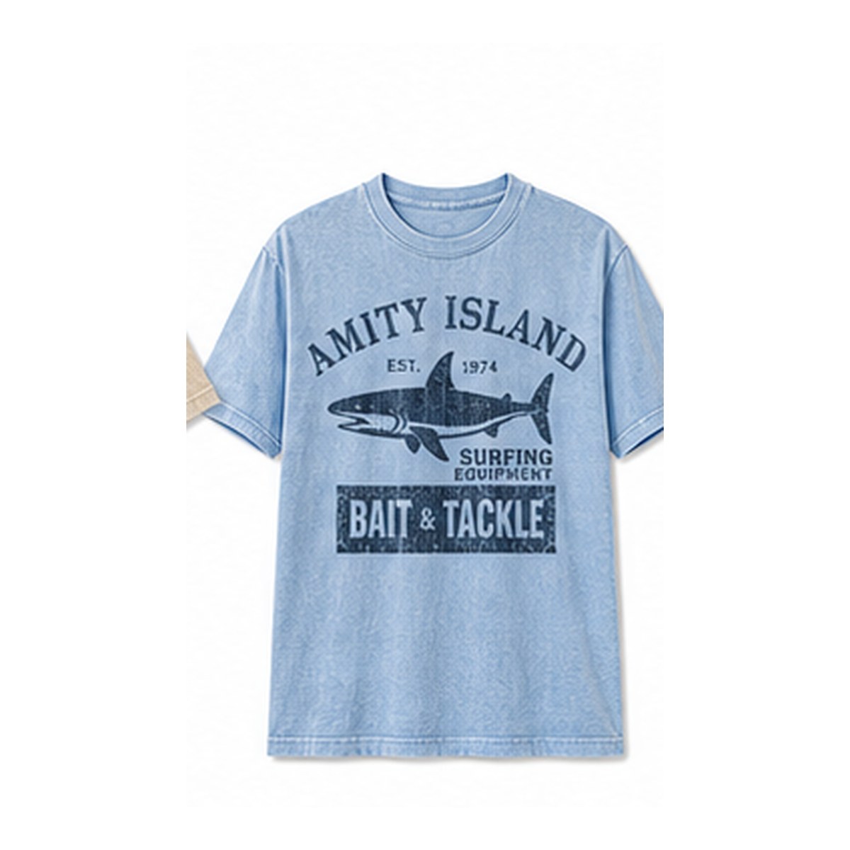 Men's vintage shark bait and tackle graphic tee - variant light blue