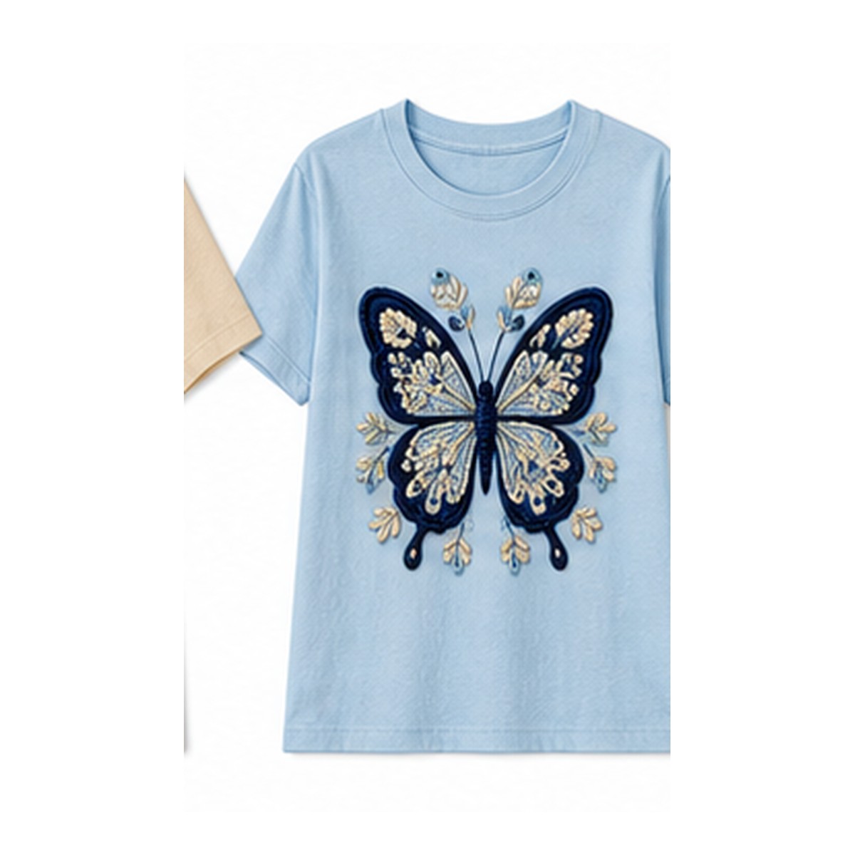 Women's crochet butterfly graphic tee - variant light blue