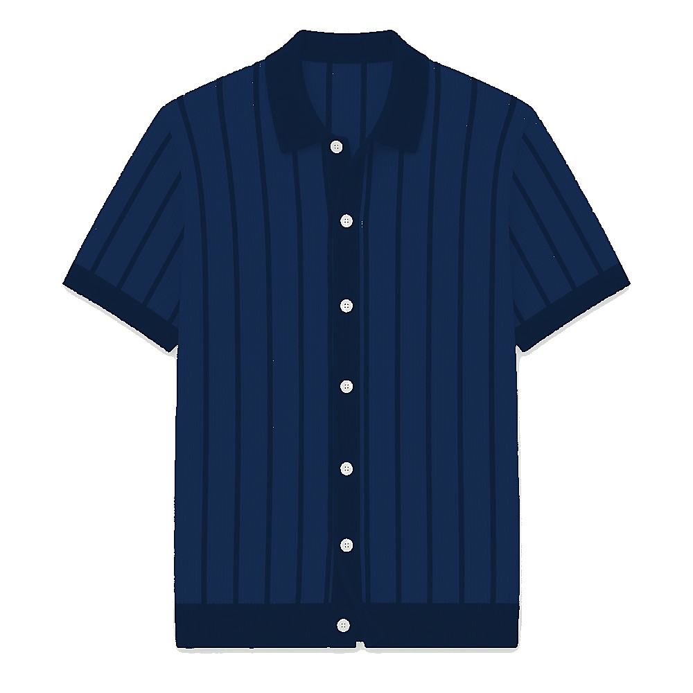 Men's striped knit polo cardigan - variant light gray navy