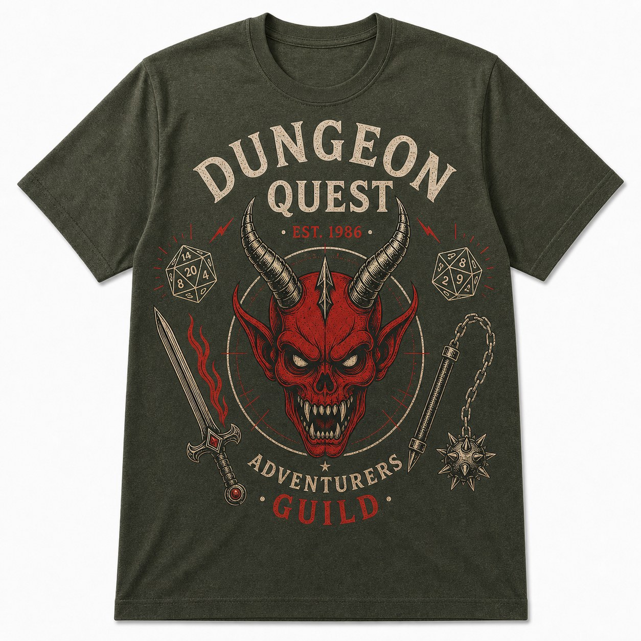 Unisex Dungeon Quest graphic tee - variant military green