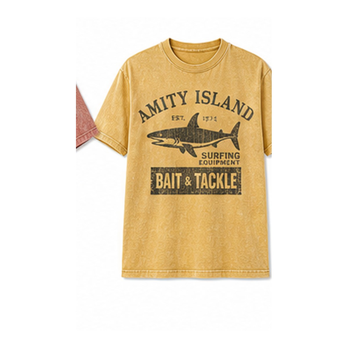Men's vintage shark bait and tackle graphic tee - variant mustard