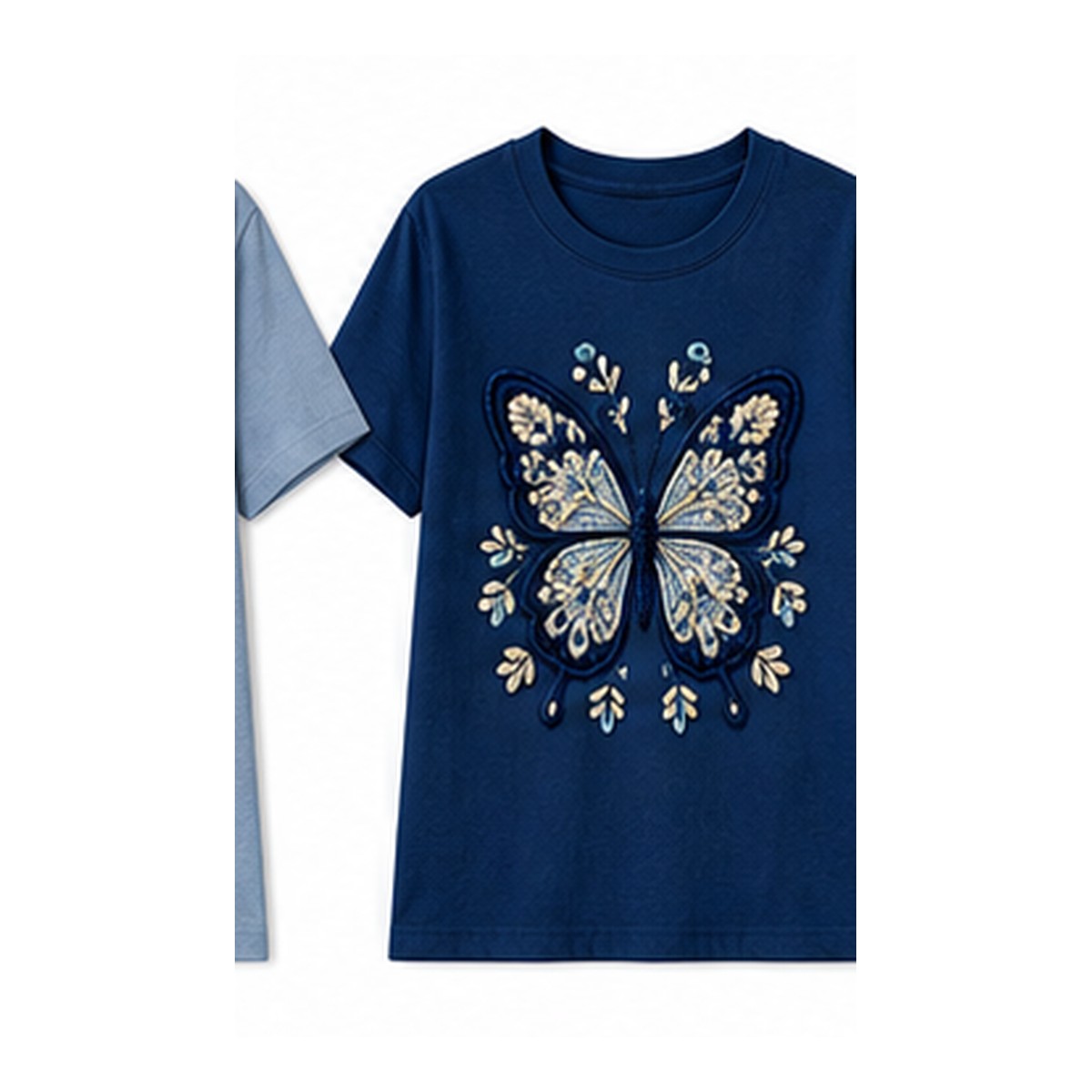 Women's crochet butterfly graphic tee - variant navy