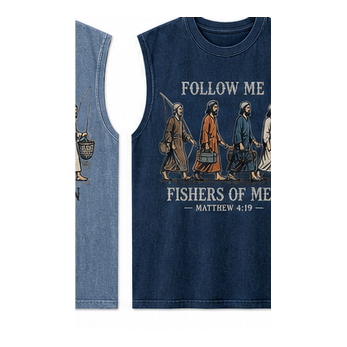Men's Follow Me Fishers of Men sleeveless tee - variant navy