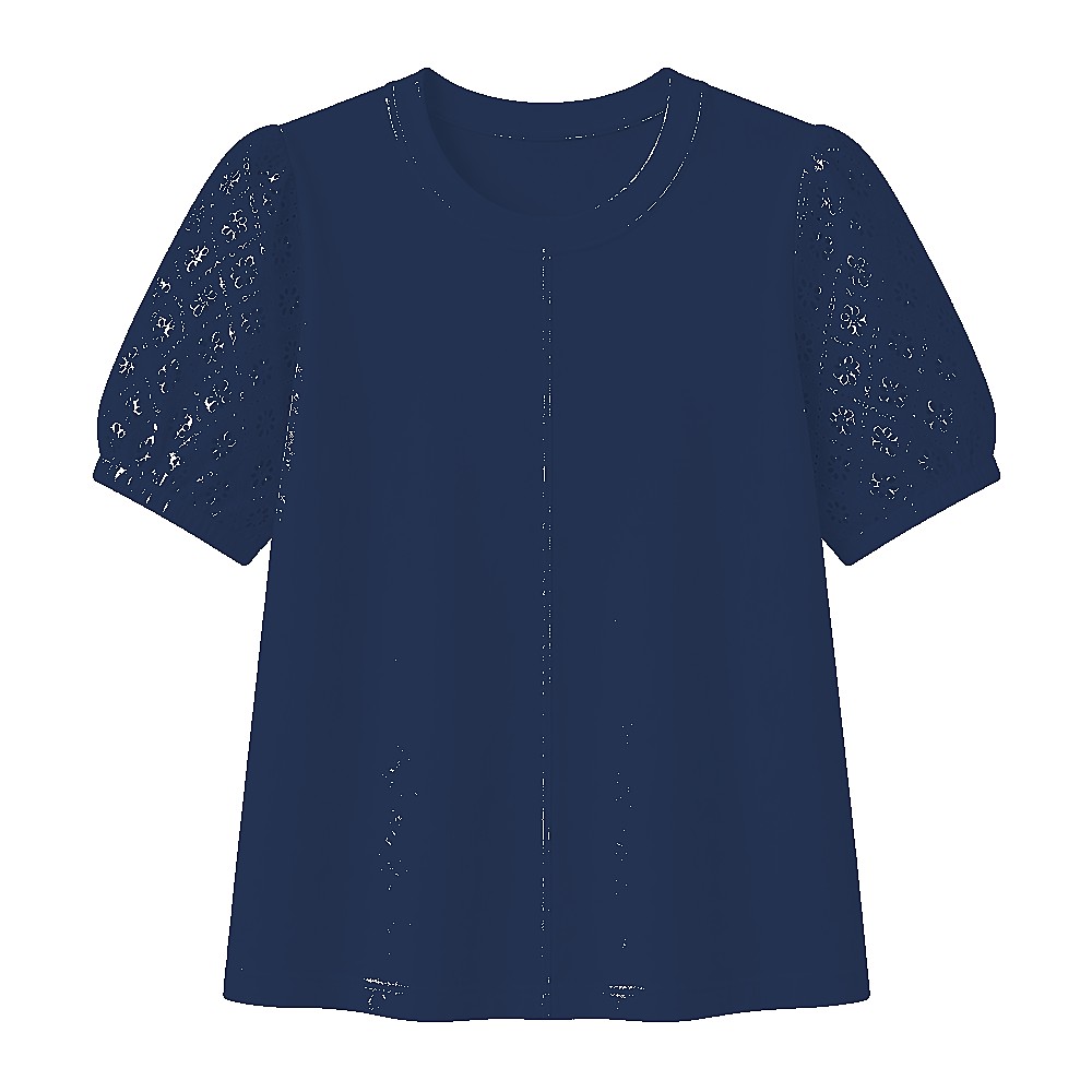 Women's 95% cotton eyelet sleeve tee - variant navy