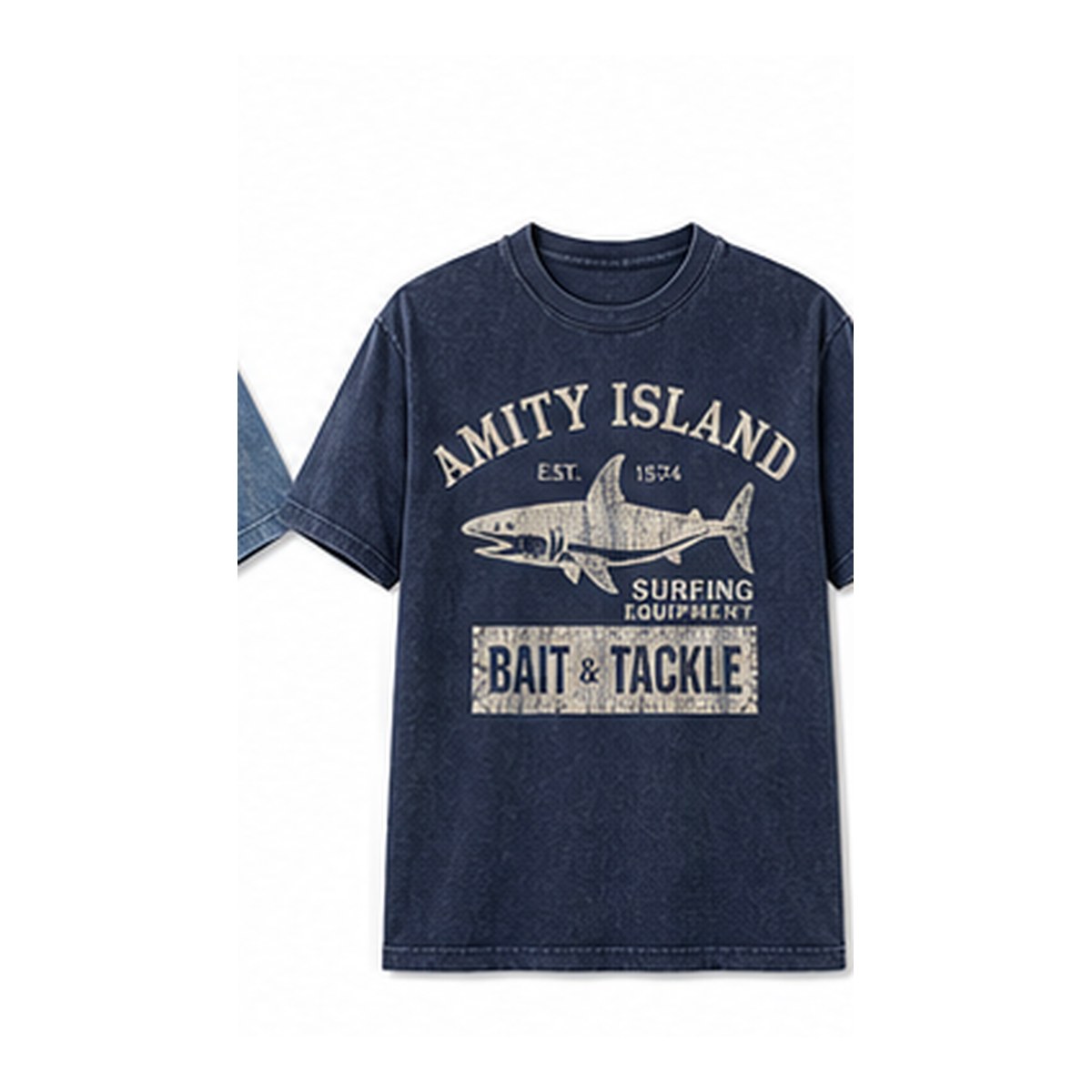 Men's vintage shark bait and tackle graphic tee - variant navy