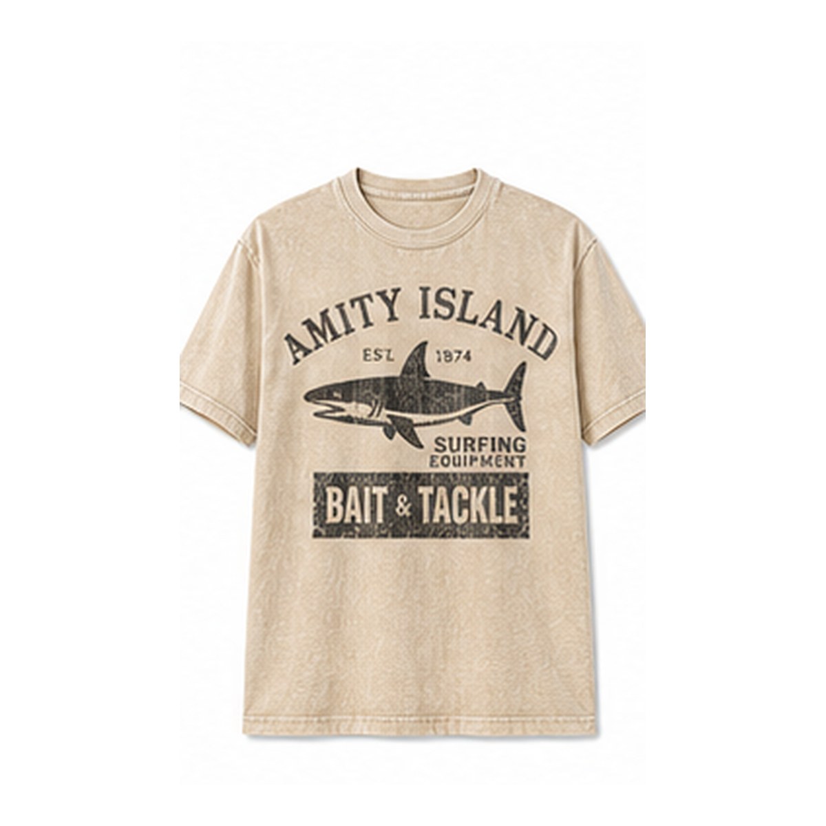 Men's vintage shark bait and tackle graphic tee - variant sand