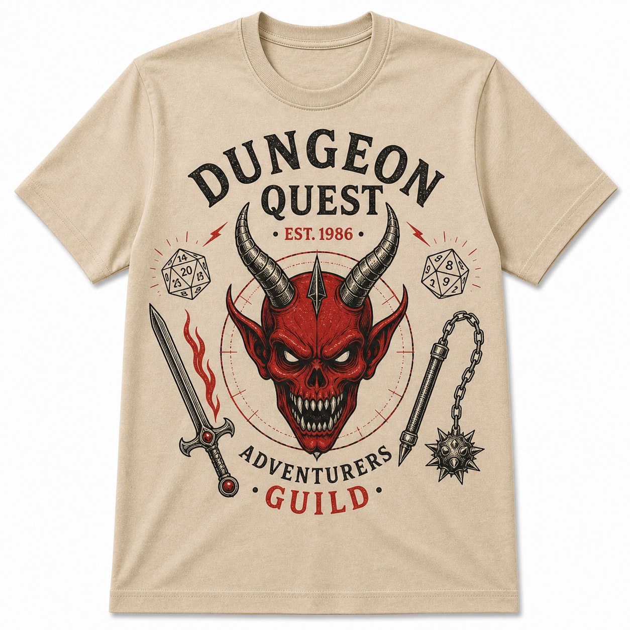 Unisex Dungeon Quest graphic tee - variant sand