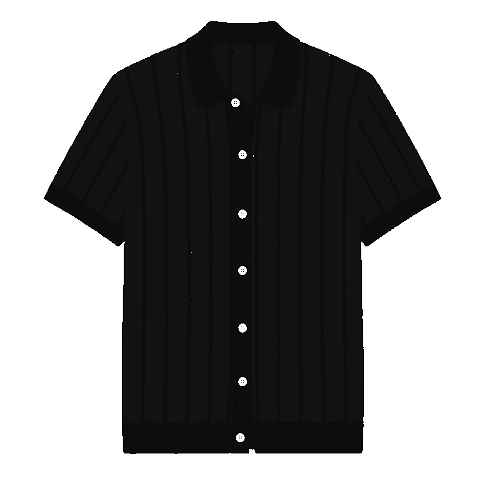 Men's striped knit polo cardigan - variant white black