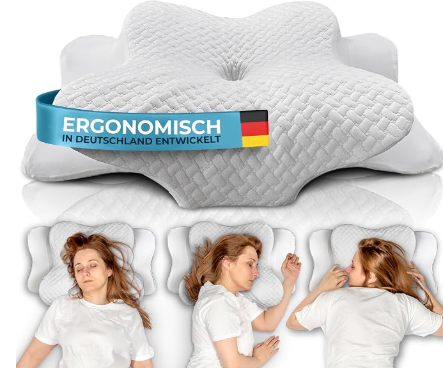 Glückstoff® Ergonomisches Kissen (für alle Schlaftypen) Kopfkissen aus Memory Foam | Nackenstützkissen Ergonomisches Kopfkissen Seitenschläferkissen Weiß