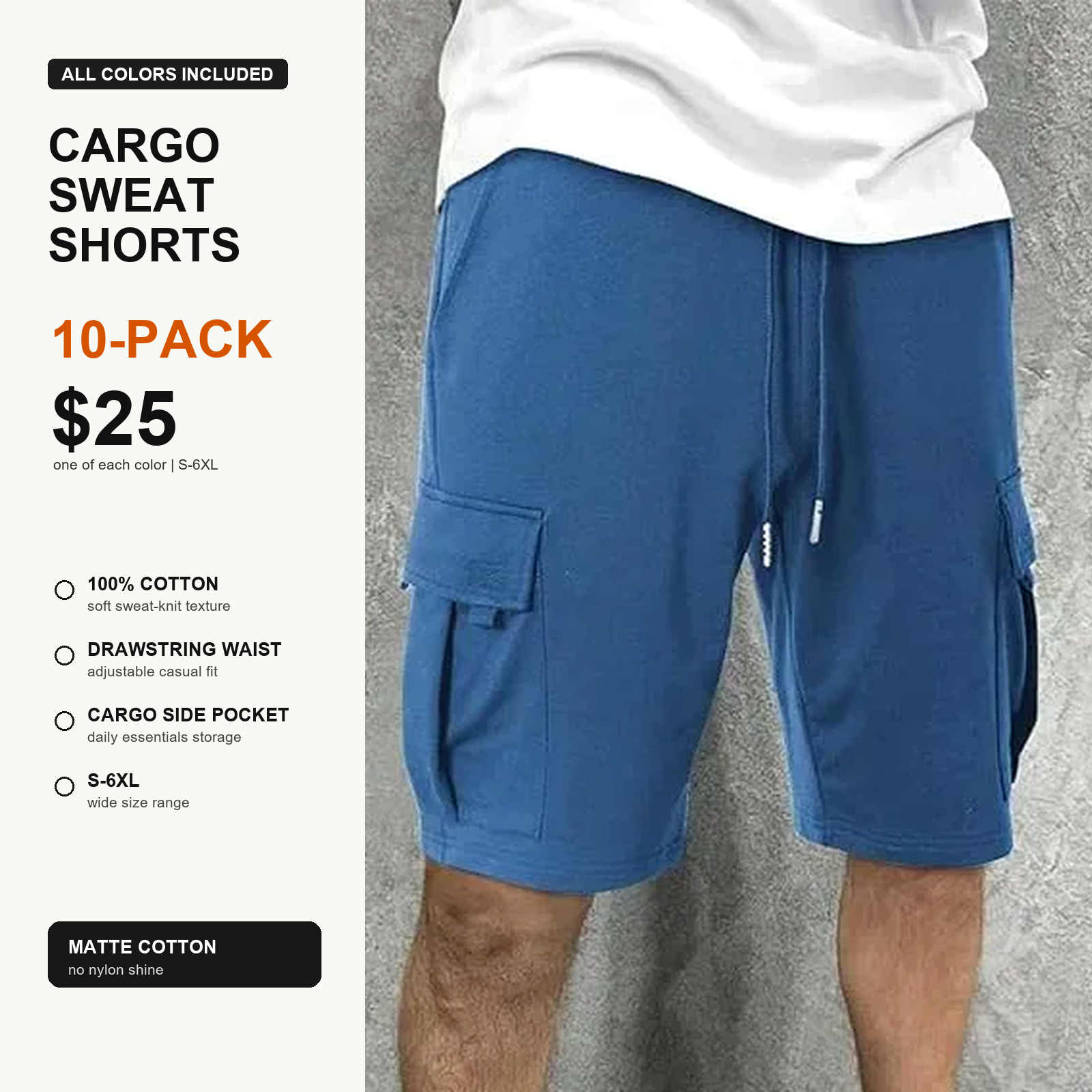 10-pack cargo sweat shorts main image