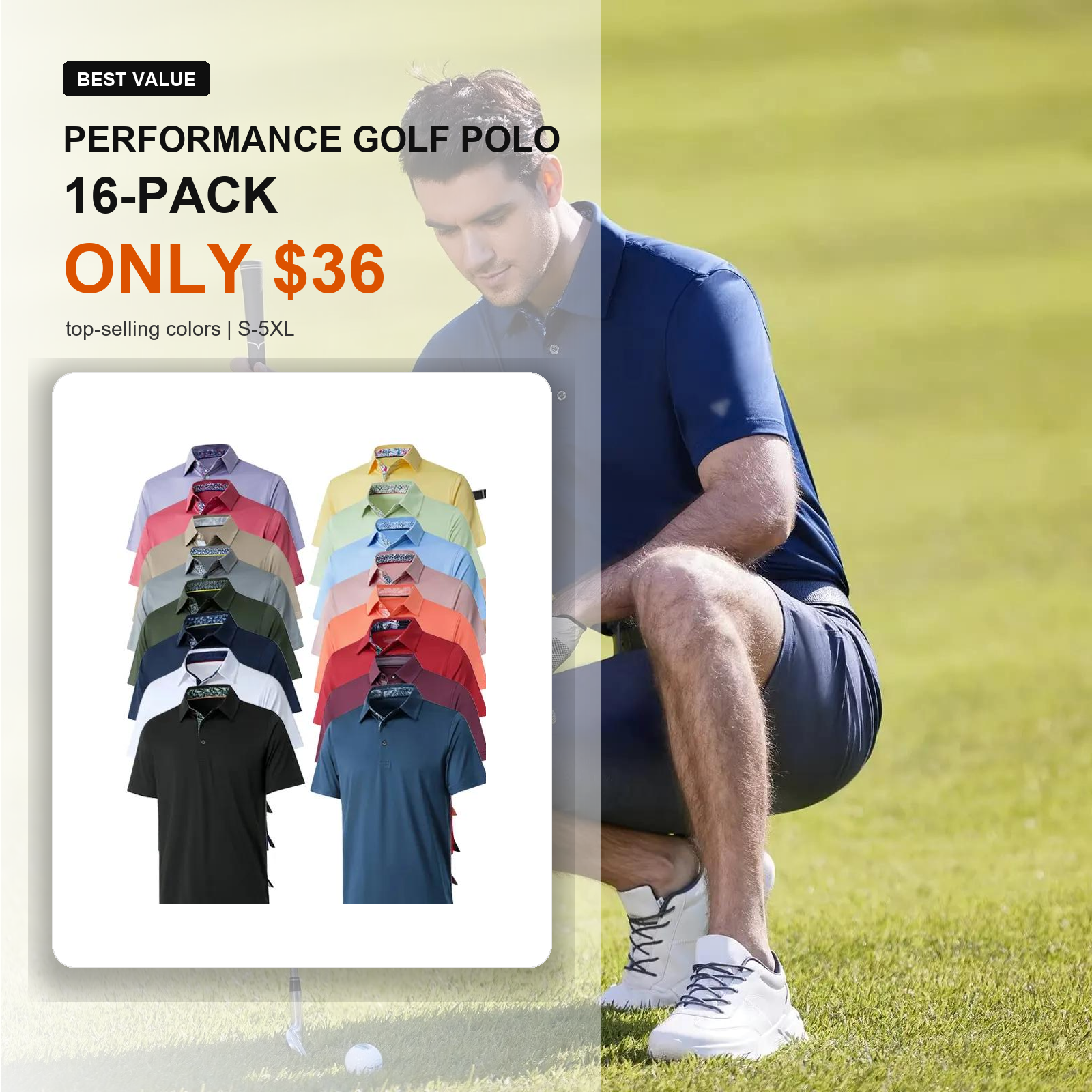 16-pack performance golf polo main image