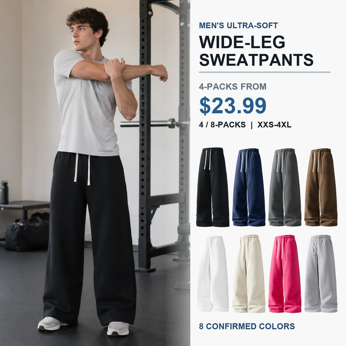 Men's ultra-soft wide-leg sweatpants multi-pack cover