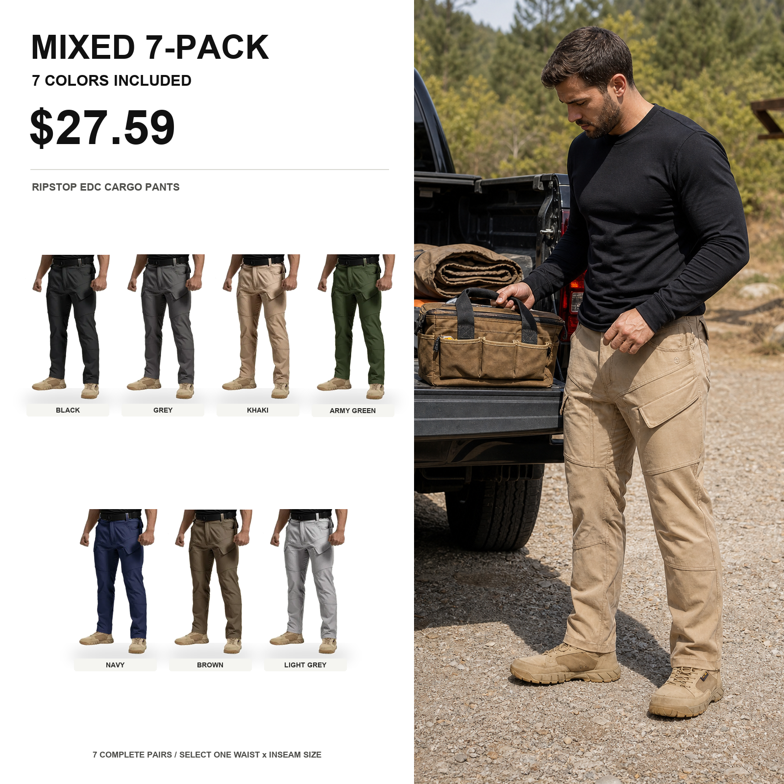 Mixed 7-pack tactical ripstop EDC cargo pants main image