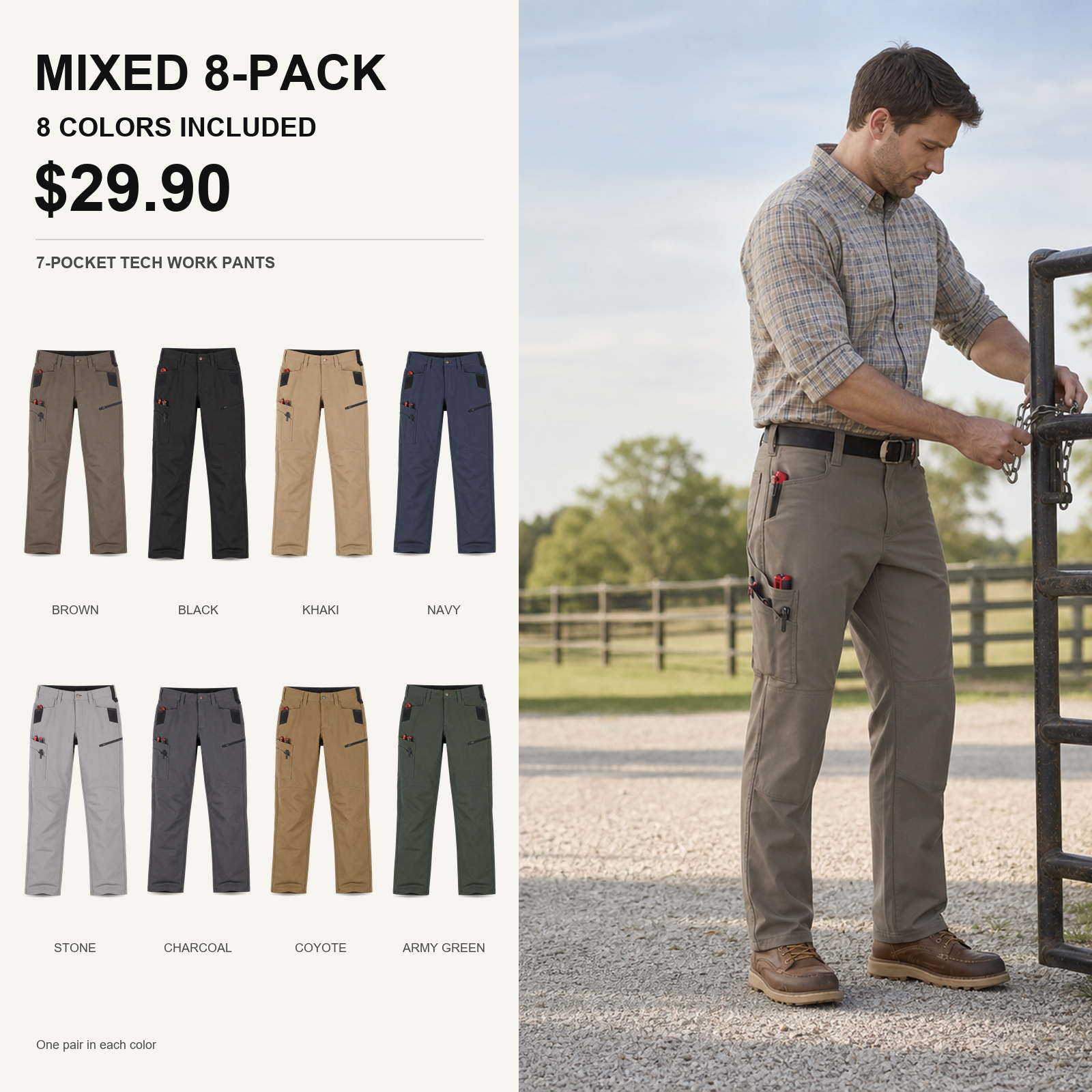 mixed 8-pack tech work pants main image