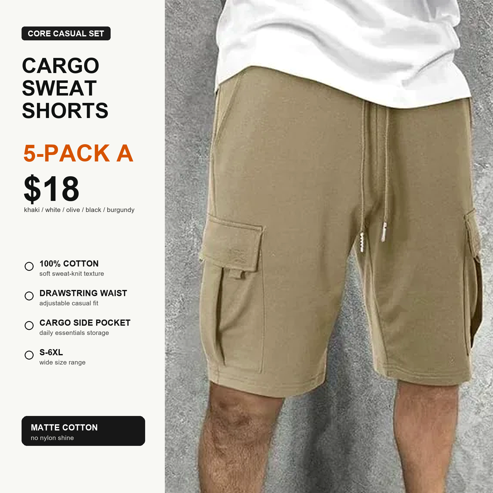 5-pack A cargo sweat shorts main image