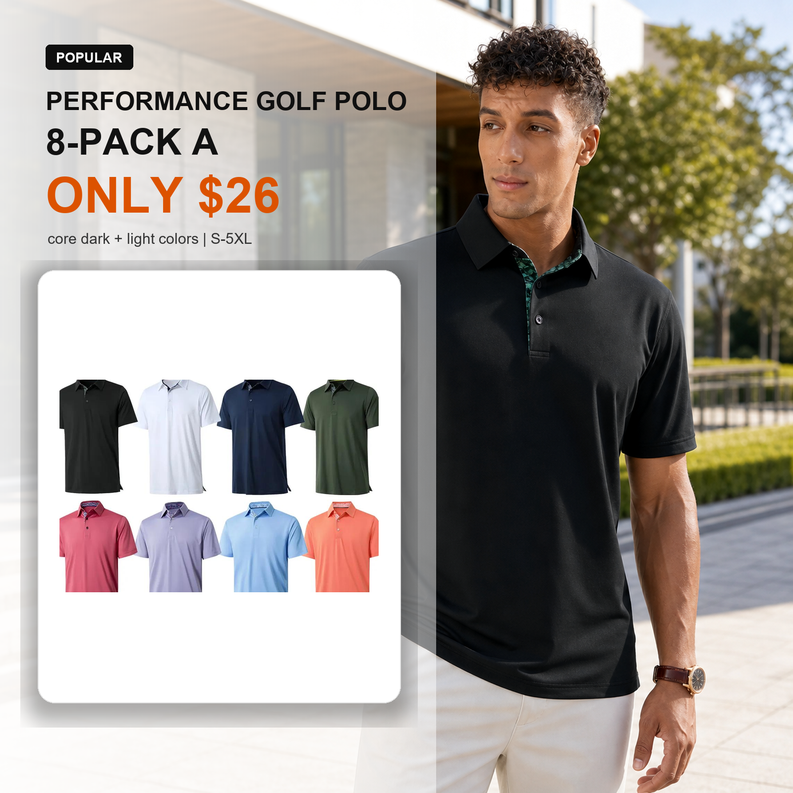 8-pack A performance golf polo main image