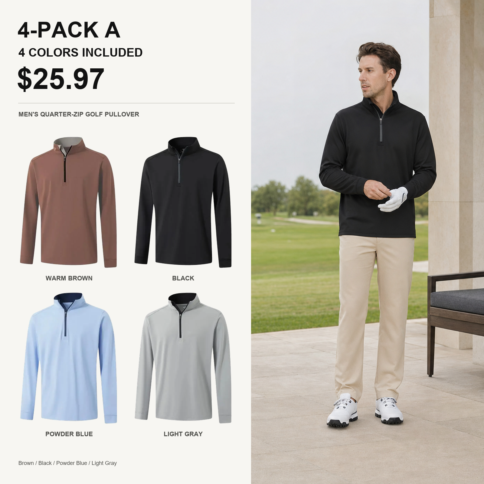 4-pack A quarter zip golf pullover main image