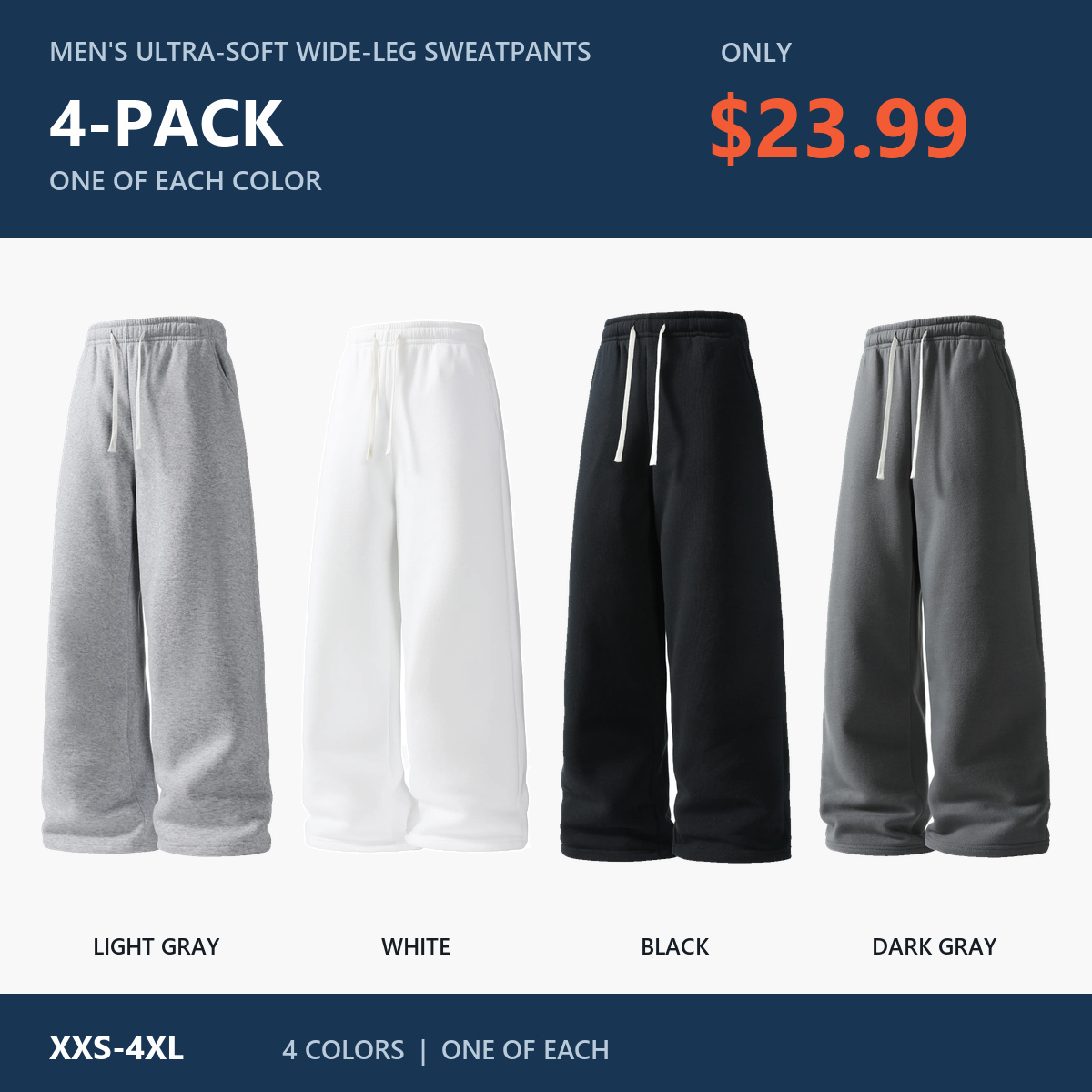 Four-pack B: Light Gray, White, Black, and Dark Gray