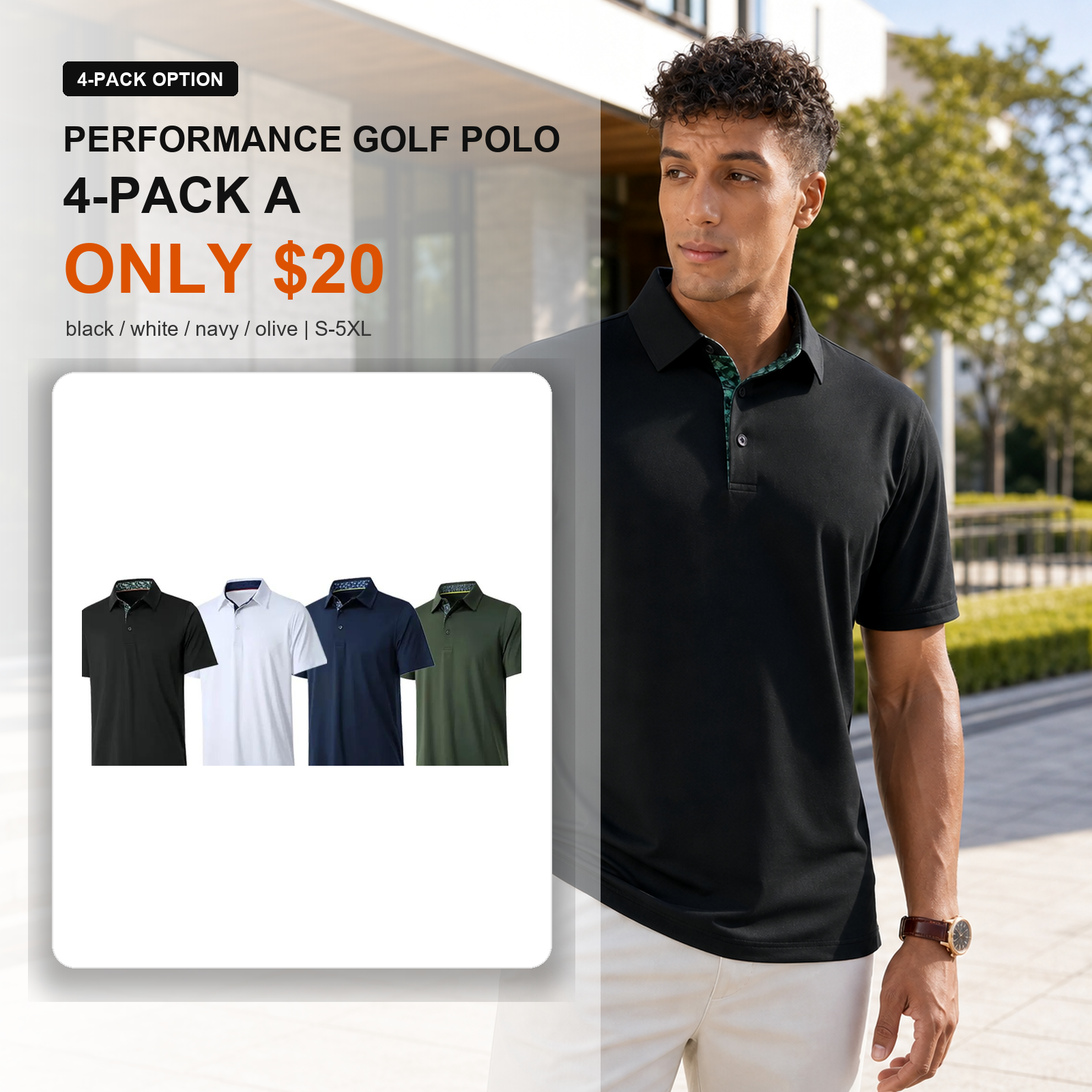 4-pack A performance golf polo main image