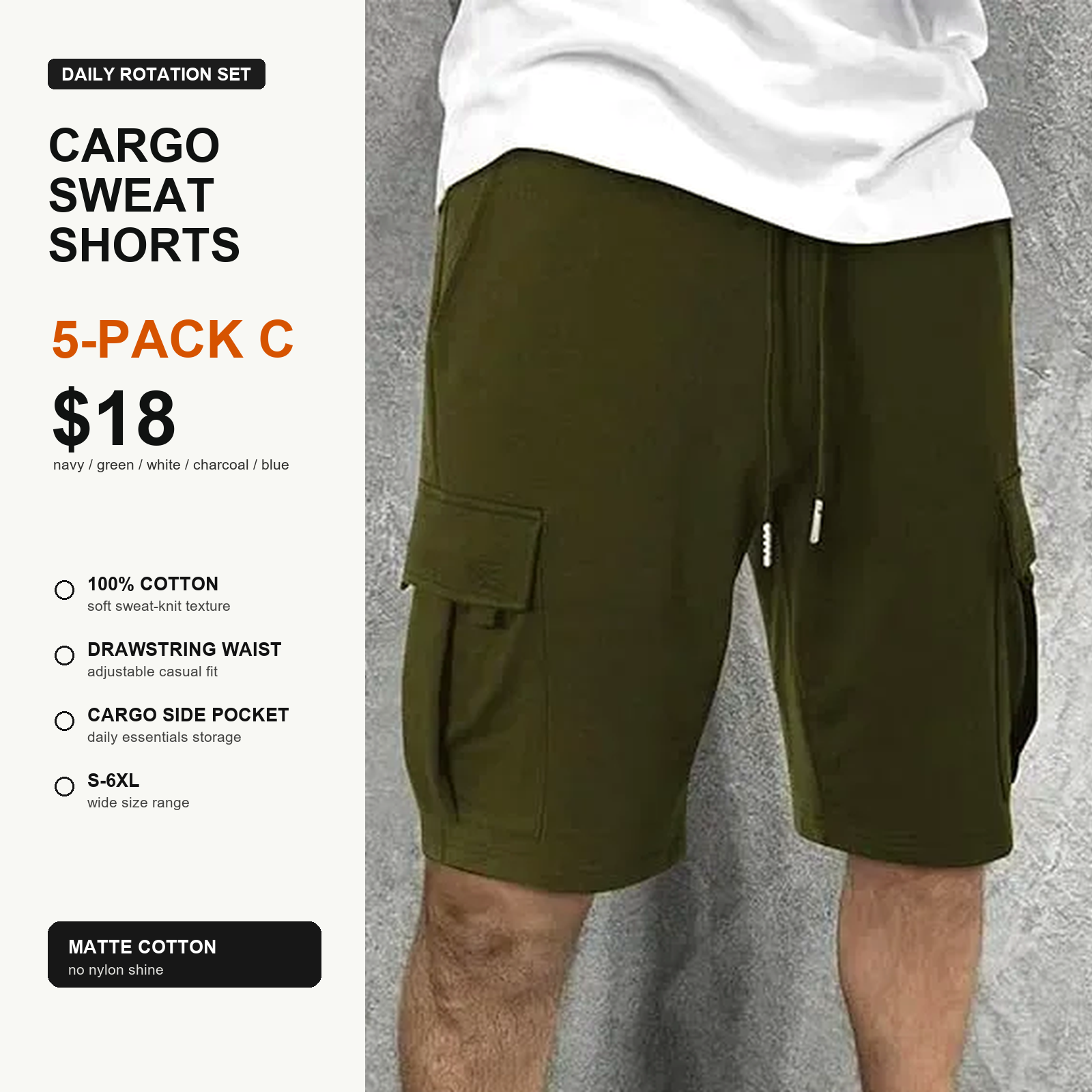5-pack C cargo sweat shorts main image