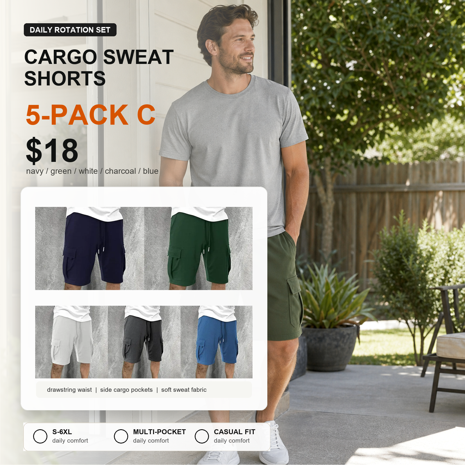 5-pack C cargo sweat shorts main image