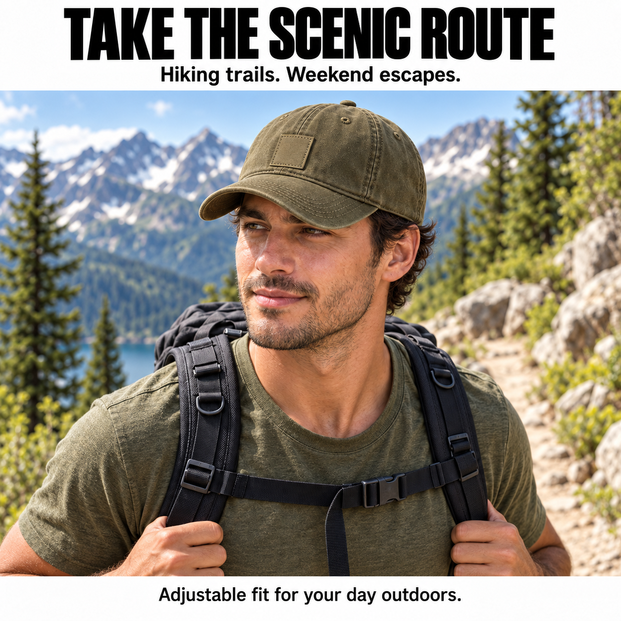 Adjustable canvas cap for hiking and travel